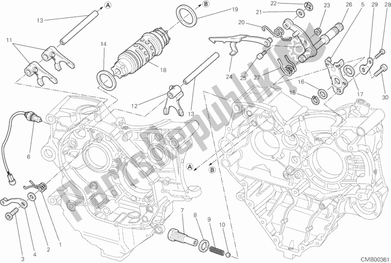 All parts for the Gear Change Mechanism of the Ducati Multistrada 1200 S Sport USA 2012